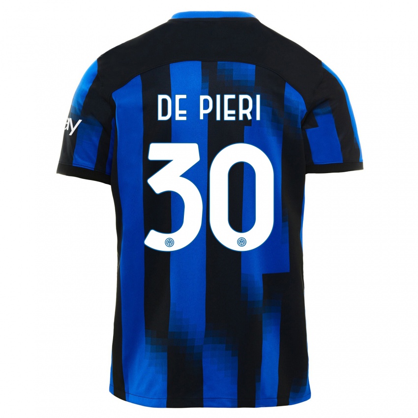 Kinderen Giacomo De Pieri #30 Zwart Blauw Thuisshirt Thuistenue 2023/24 T-Shirt België