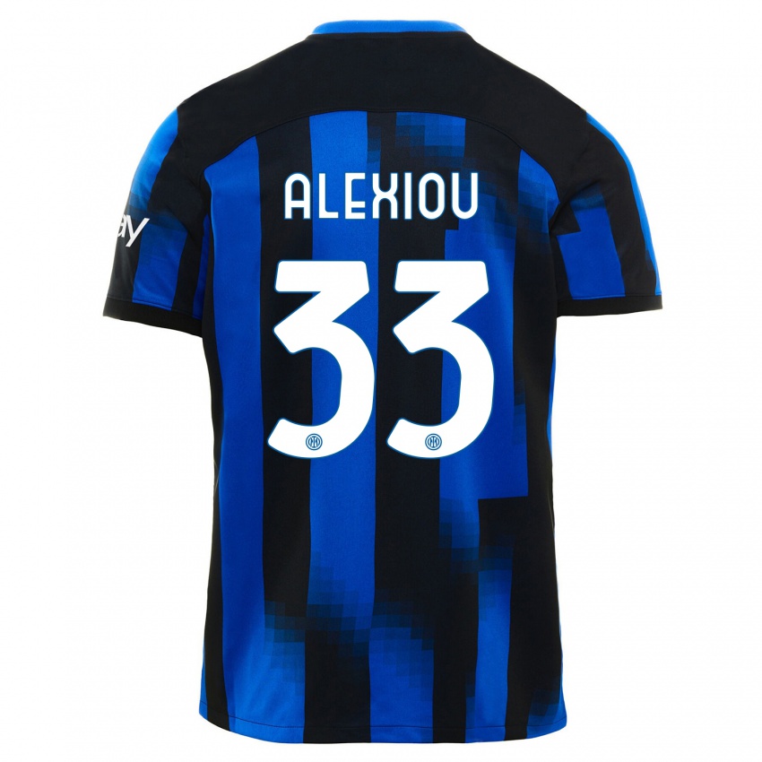 Kinder Christos Alexiou #33 Schwarz Blau Heimtrikot Trikot 2023/24 T-Shirt Belgien