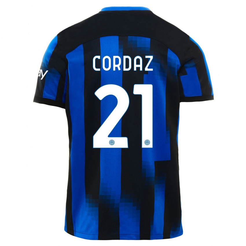 Kinder Alex Cordaz #21 Schwarz Blau Heimtrikot Trikot 2023/24 T-Shirt Belgien