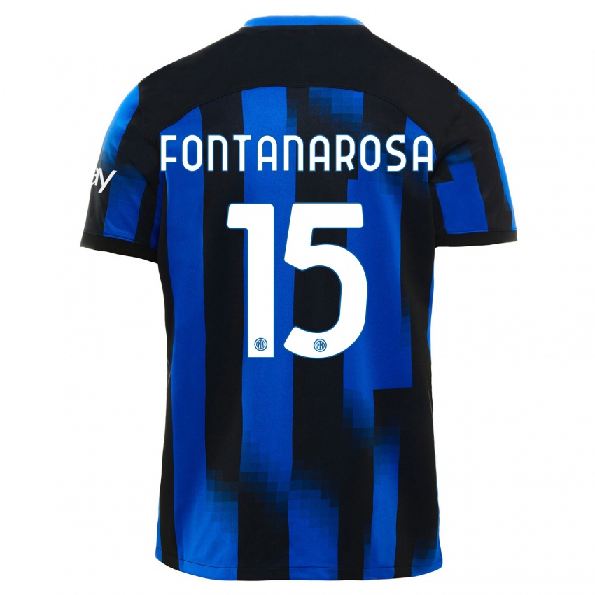 Kinderen Alessandro Fontanarosa #15 Zwart Blauw Thuisshirt Thuistenue 2023/24 T-Shirt België