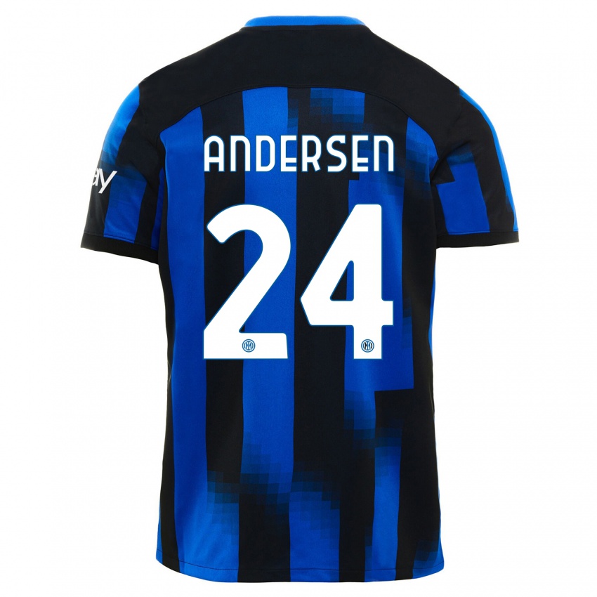 Kinderen Silas Andersen #24 Zwart Blauw Thuisshirt Thuistenue 2023/24 T-Shirt België