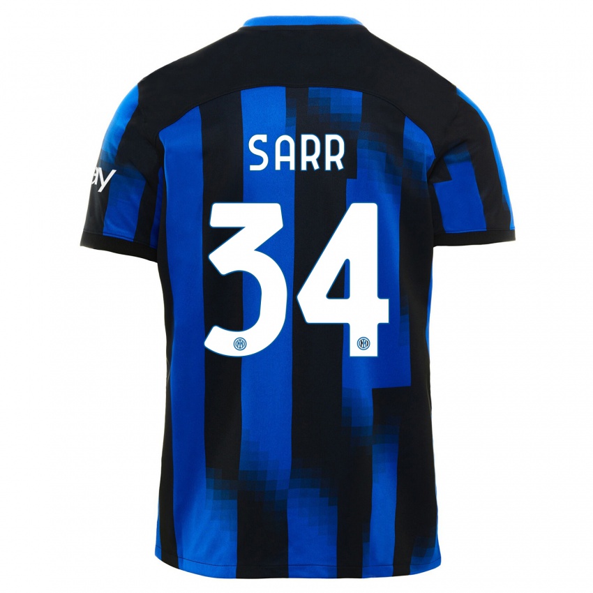 Kinderen Amadou Sarr #34 Zwart Blauw Thuisshirt Thuistenue 2023/24 T-Shirt België