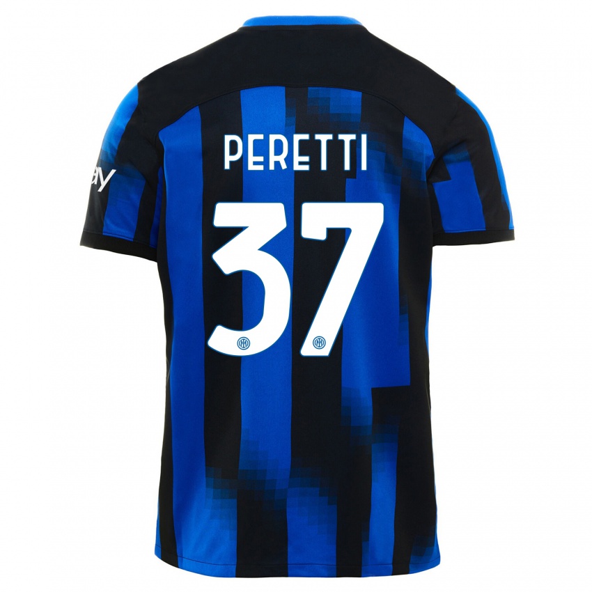 Kinderen Lorenzo Peretti #37 Zwart Blauw Thuisshirt Thuistenue 2023/24 T-Shirt België
