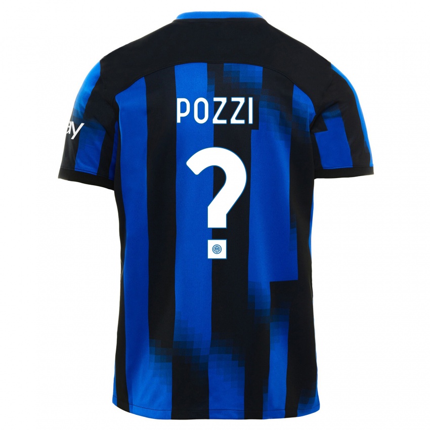 Kinder Andrea Pozzi #0 Schwarz Blau Heimtrikot Trikot 2023/24 T-Shirt Belgien