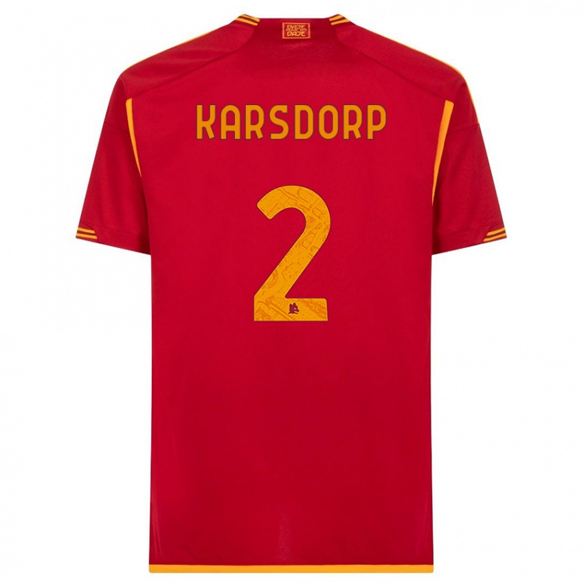 Kinderen Rick Karsdorp #2 Rood Thuisshirt Thuistenue 2023/24 T-Shirt België