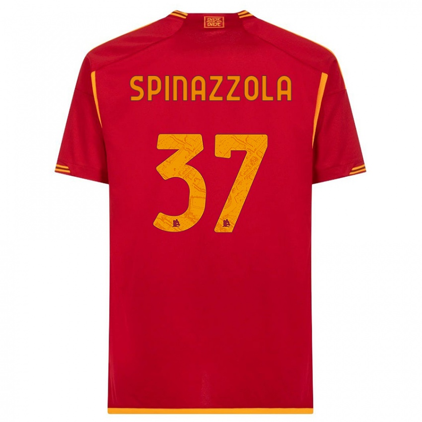 Enfant Maillot Leonardo Spinazzola #37 Rouge Tenues Domicile 2023/24 T-Shirt Belgique