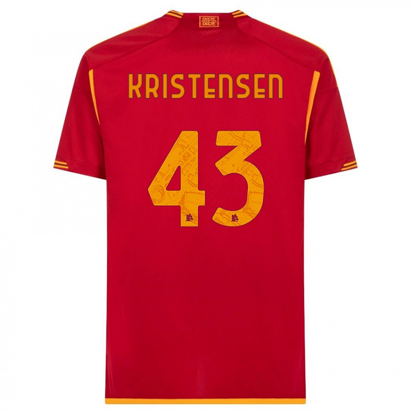 Kinder Rasmus Kristensen #43 Rot Heimtrikot Trikot 2023/24 T-Shirt Belgien