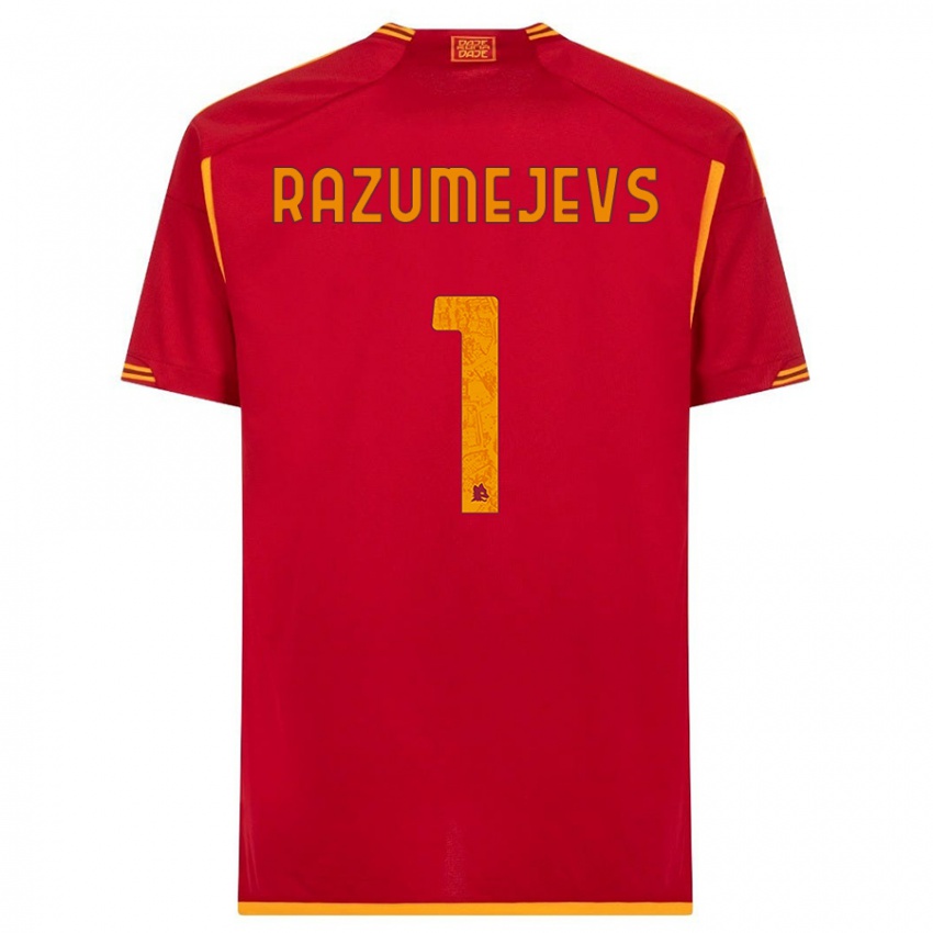 Enfant Maillot Vladislavs Razumejevs #1 Rouge Tenues Domicile 2023/24 T-Shirt Belgique