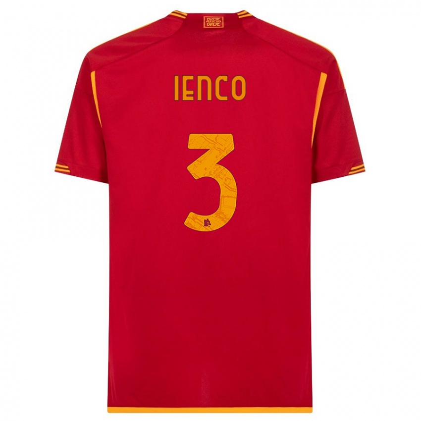 Enfant Maillot Simone Ienco #3 Rouge Tenues Domicile 2023/24 T-Shirt Belgique