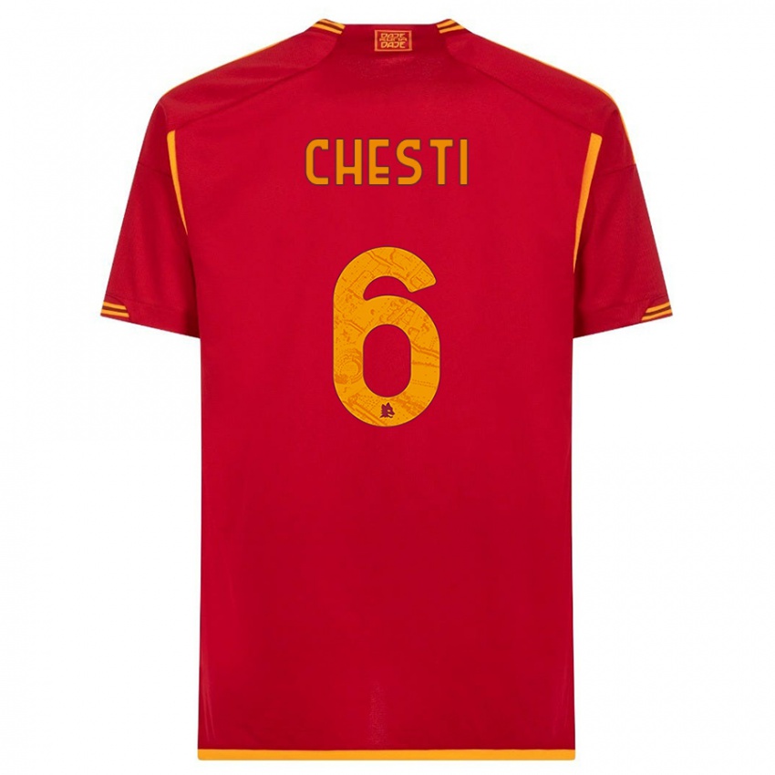 Enfant Maillot Francesco Chesti #6 Rouge Tenues Domicile 2023/24 T-Shirt Belgique