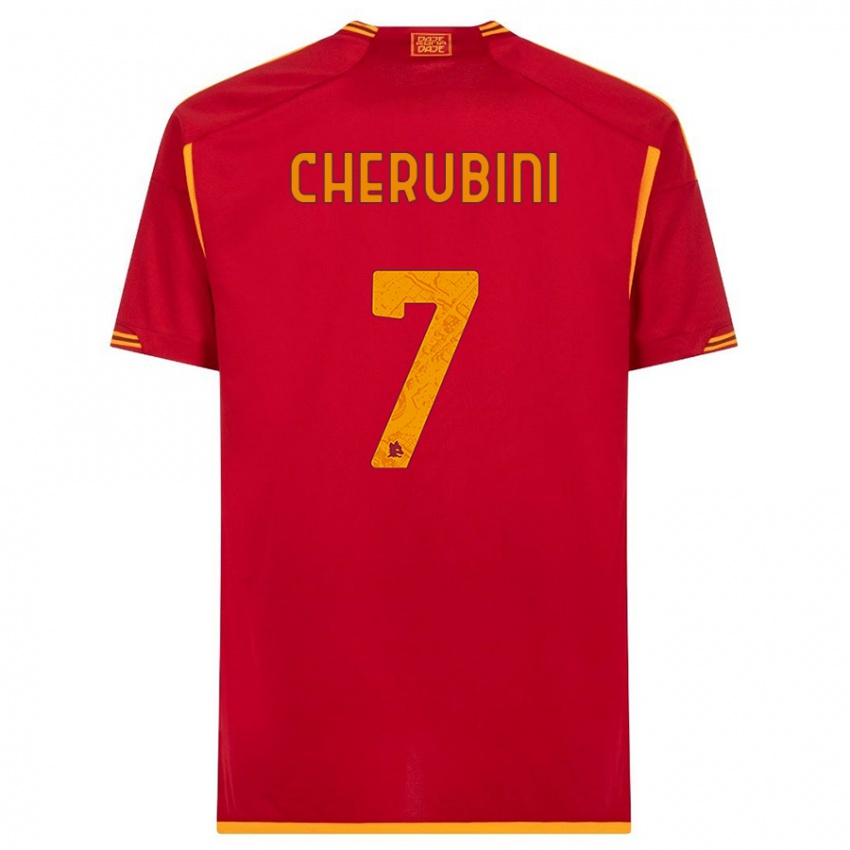 Enfant Maillot Luigi Cherubini #7 Rouge Tenues Domicile 2023/24 T-Shirt Belgique