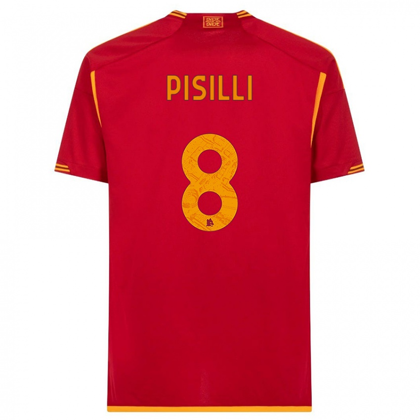 Enfant Maillot Niccolo Pisilli #8 Rouge Tenues Domicile 2023/24 T-Shirt Belgique