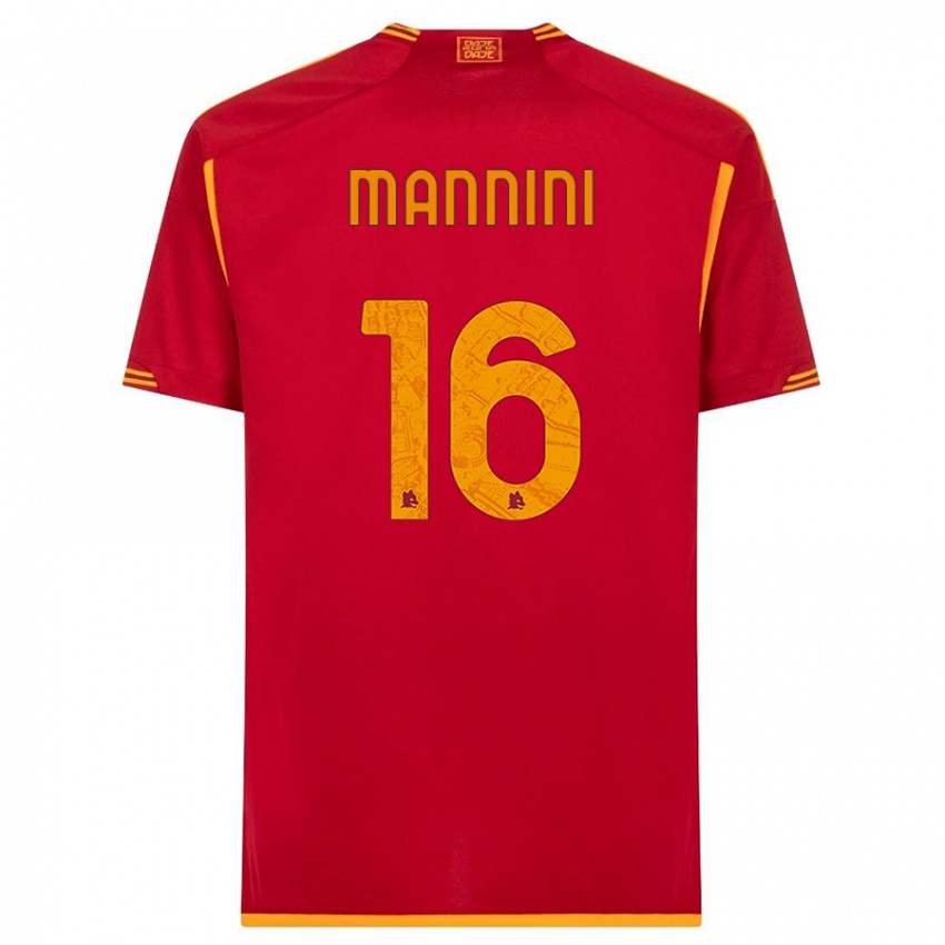 Enfant Maillot Mattia Mannini #16 Rouge Tenues Domicile 2023/24 T-Shirt Belgique
