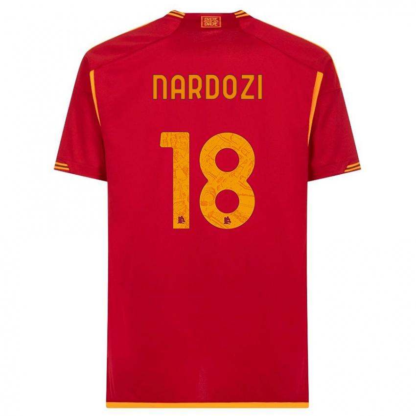 Enfant Maillot Manuel Nardozi #18 Rouge Tenues Domicile 2023/24 T-Shirt Belgique
