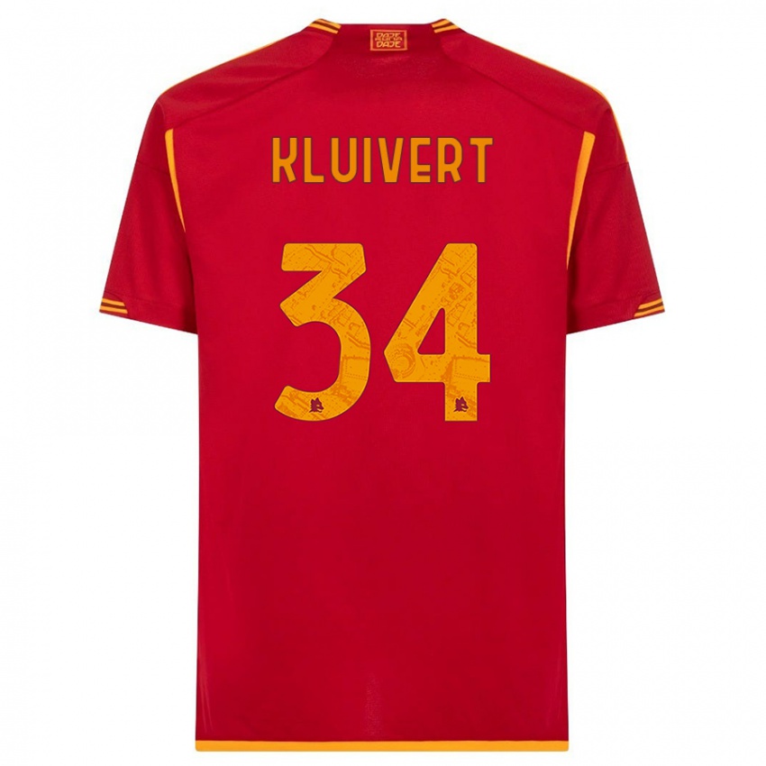Kinder Justin Kluivert #34 Rot Heimtrikot Trikot 2023/24 T-Shirt Belgien