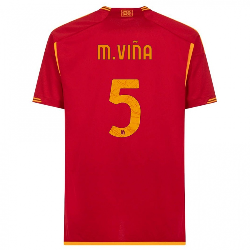 Enfant Maillot Matias Vina #5 Rouge Tenues Domicile 2023/24 T-Shirt Belgique