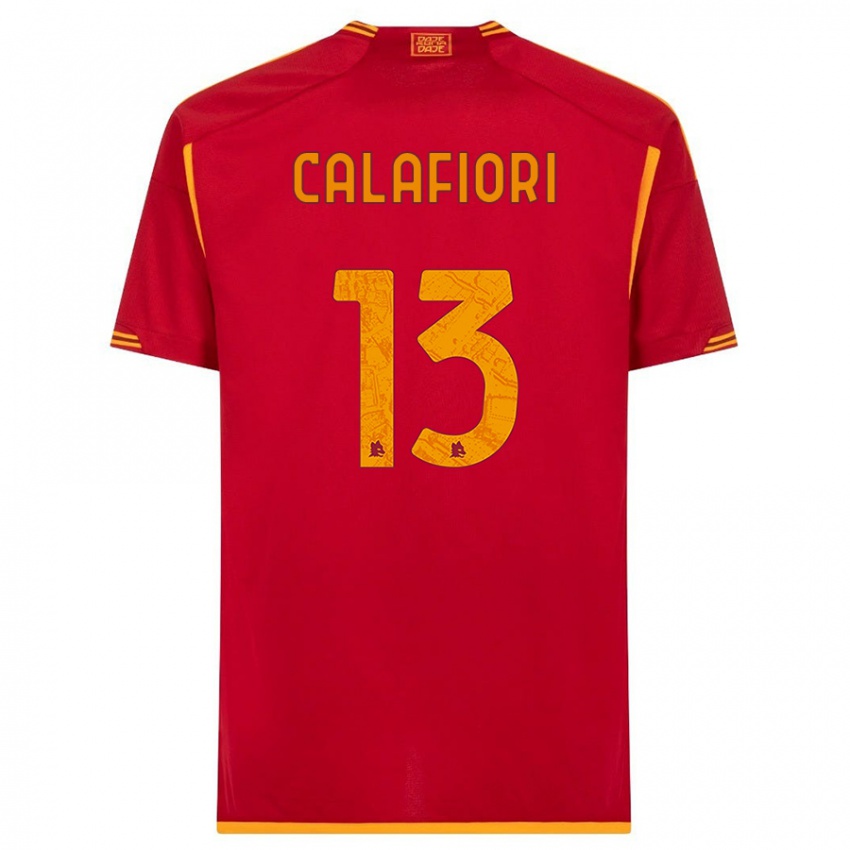 Enfant Maillot Riccardo Calafiori #13 Rouge Tenues Domicile 2023/24 T-Shirt Belgique