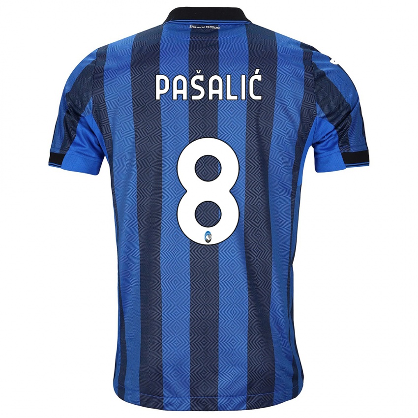 Enfant Maillot Mario Pasalic #8 Noir Bleu Tenues Domicile 2023/24 T-Shirt Belgique