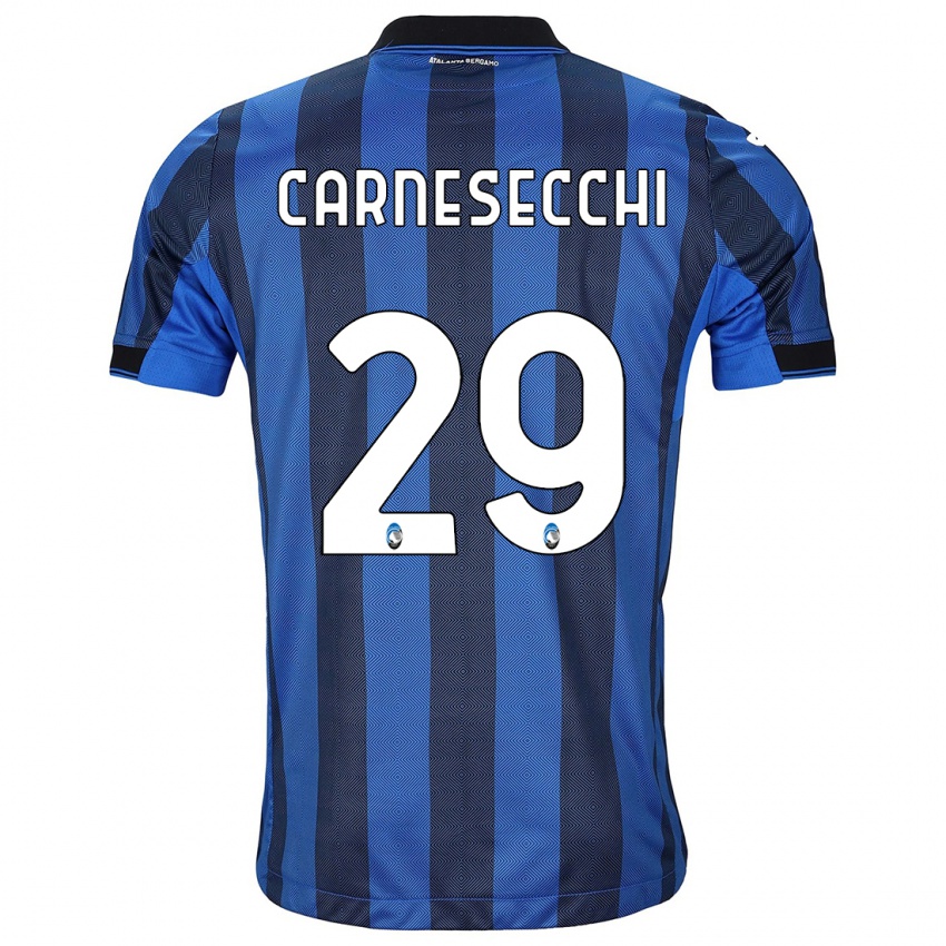 Kinder Marco Carnesecchi #29 Schwarz Blau Heimtrikot Trikot 2023/24 T-Shirt Belgien