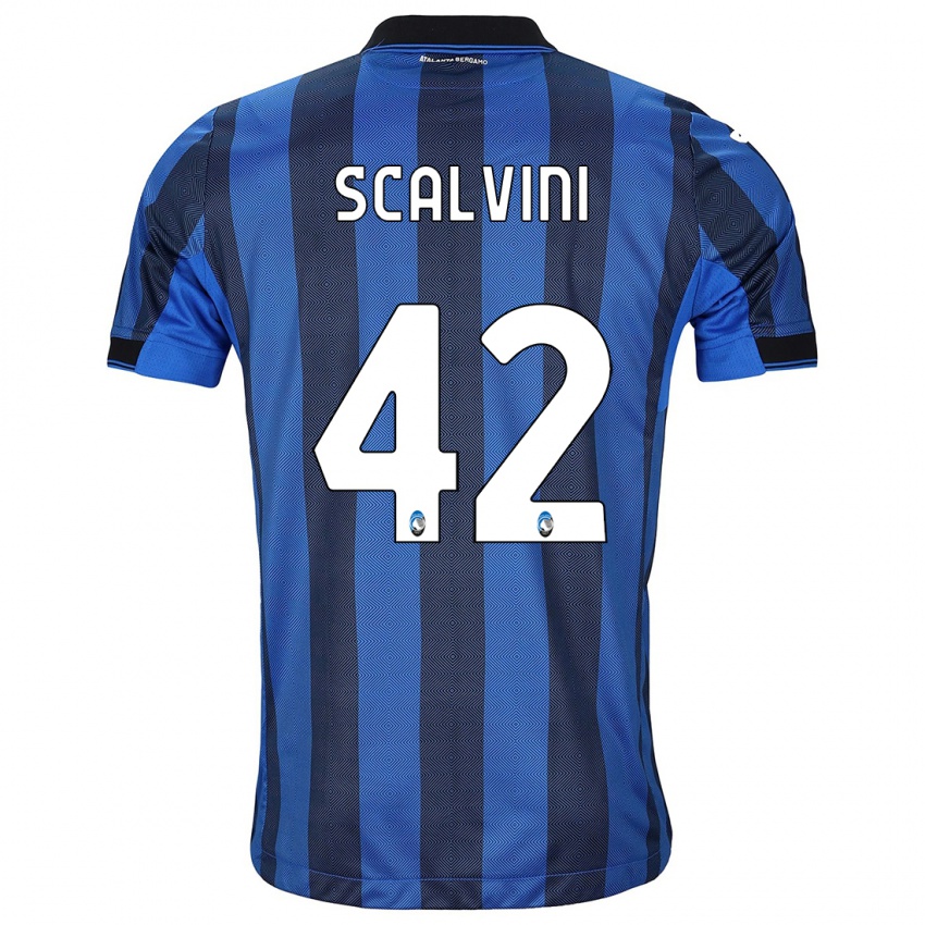 Kinder Giorgio Scalvini #42 Schwarz Blau Heimtrikot Trikot 2023/24 T-Shirt Belgien
