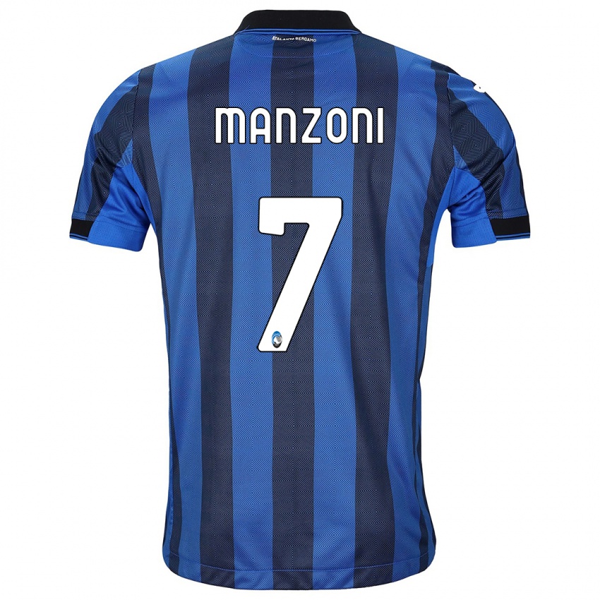 Enfant Maillot Alberto Manzoni #7 Noir Bleu Tenues Domicile 2023/24 T-Shirt Belgique