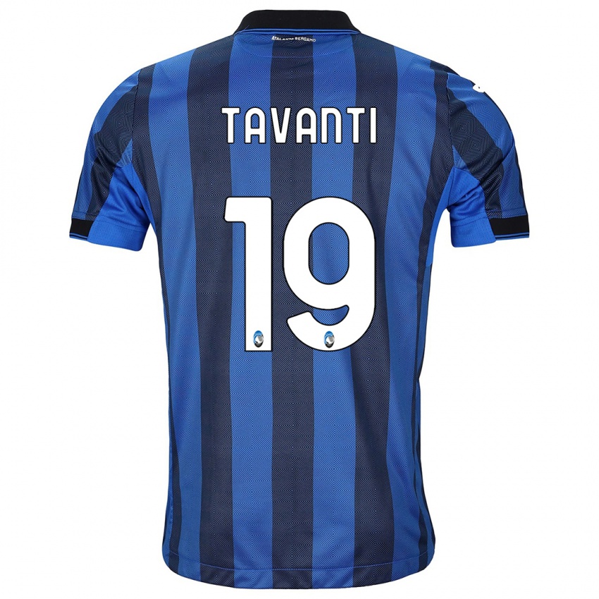 Enfant Maillot Mattia Tavanti #19 Noir Bleu Tenues Domicile 2023/24 T-Shirt Belgique