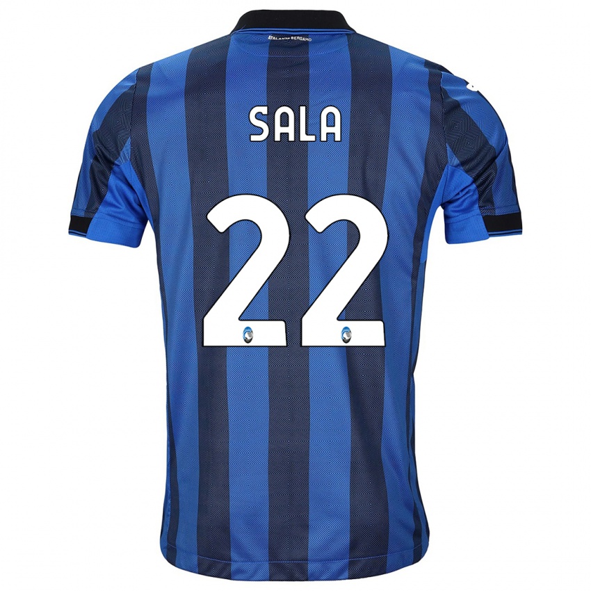 Enfant Maillot Lorenzo Sala #22 Noir Bleu Tenues Domicile 2023/24 T-Shirt Belgique
