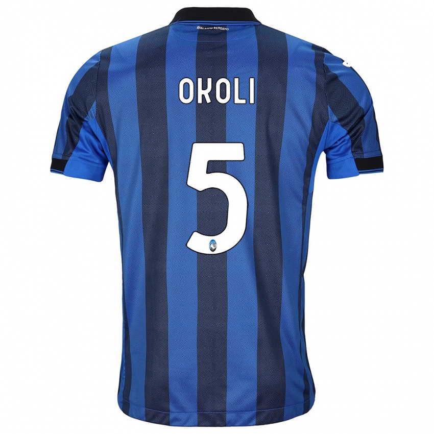 Kinder Caleb Okoli #5 Schwarz Blau Heimtrikot Trikot 2023/24 T-Shirt Belgien