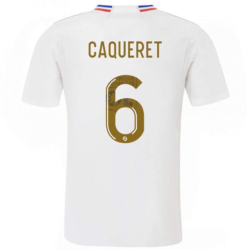 Enfant Maillot Maxence Caqueret #6 Blanc Tenues Domicile 2023/24 T-Shirt Belgique