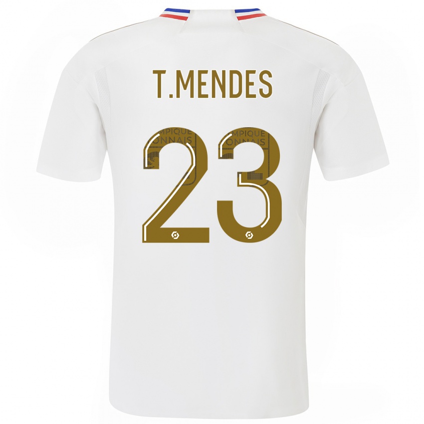 Kinder Thiago Mendes #23 Weiß Heimtrikot Trikot 2023/24 T-Shirt Belgien