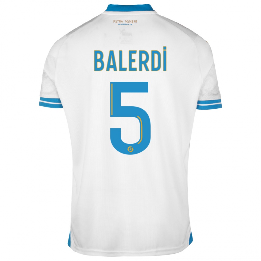 Enfant Maillot Leonardo Balerdi #5 Blanc Tenues Domicile 2023/24 T-Shirt Belgique