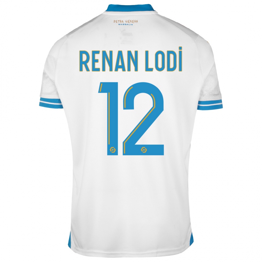 Enfant Maillot Renan Lodi #12 Blanc Tenues Domicile 2023/24 T-Shirt Belgique