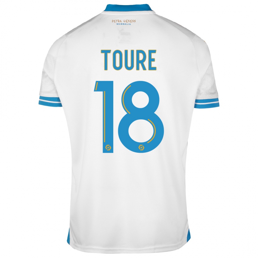 Enfant Maillot Isaak Toure #18 Blanc Tenues Domicile 2023/24 T-Shirt Belgique