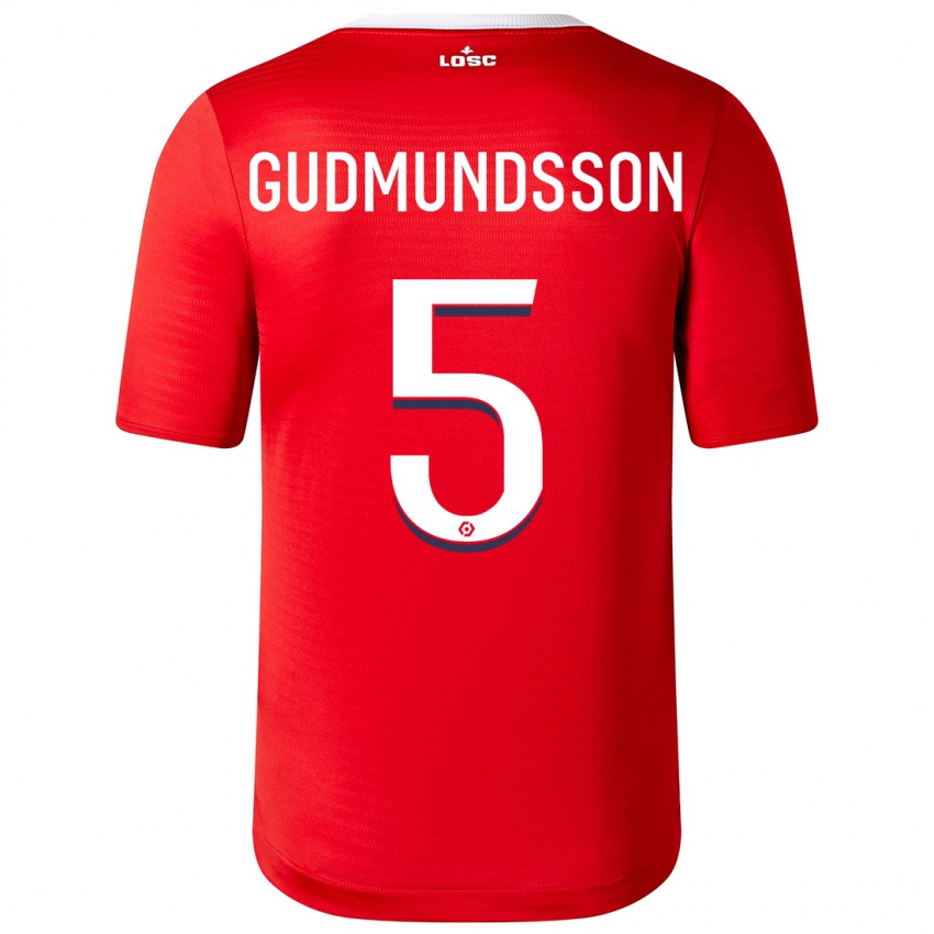 Enfant Maillot Gabriel Gudmundsson #5 Rouge Tenues Domicile 2023/24 T-Shirt Belgique