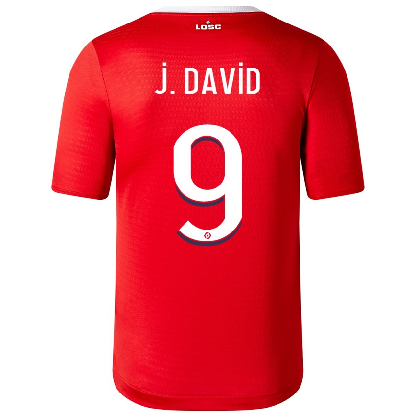 Kinder Jonathan David #9 Rot Heimtrikot Trikot 2023/24 T-Shirt Belgien