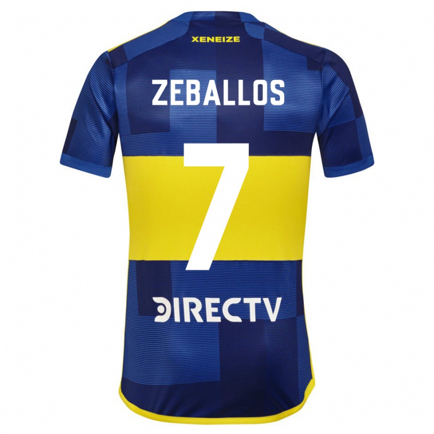 Enfant Maillot Exequiel Zeballos #7 Bleu Foncé Jaune Tenues Domicile 2023/24 T-Shirt Belgique