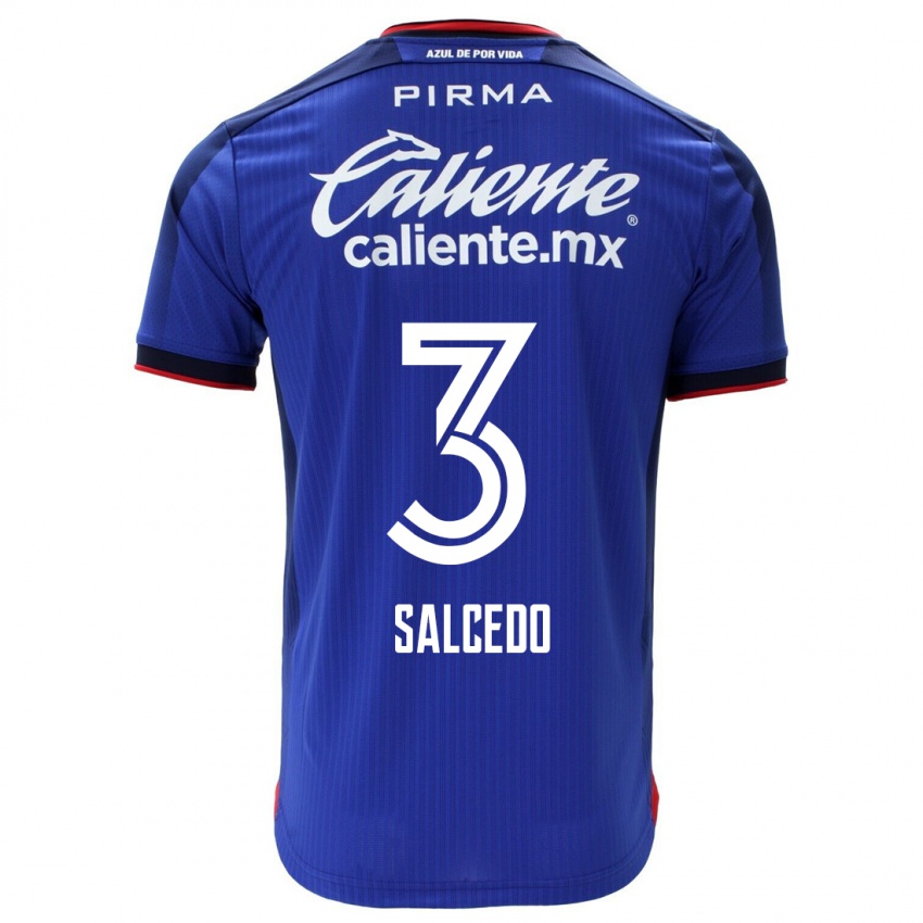 Enfant Maillot Carlos Salcedo #3 Bleu Tenues Domicile 2023/24 T-Shirt Belgique