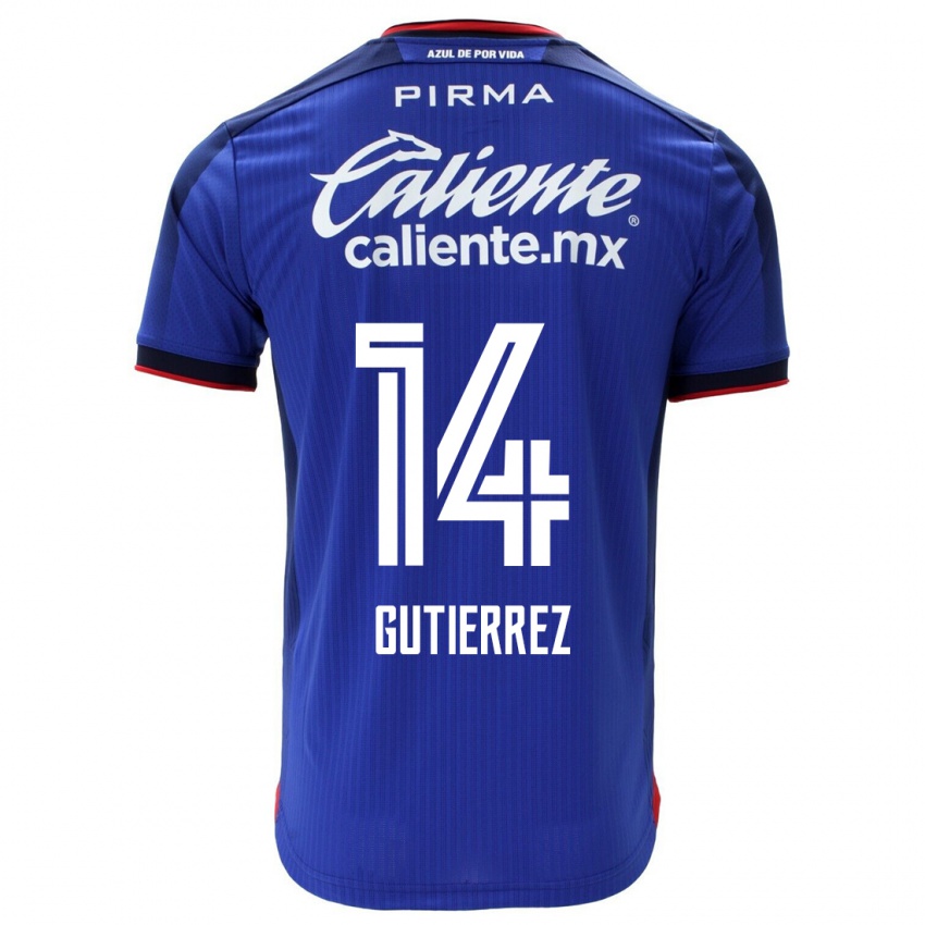 Enfant Maillot Alexis Gutierrez #14 Bleu Tenues Domicile 2023/24 T-Shirt Belgique