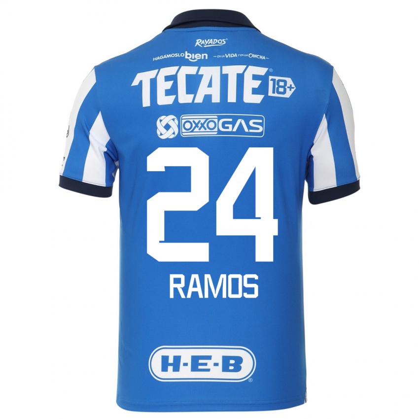 Enfant Maillot César Ramos #24 Bleu Blanc Tenues Domicile 2023/24 T-Shirt Belgique