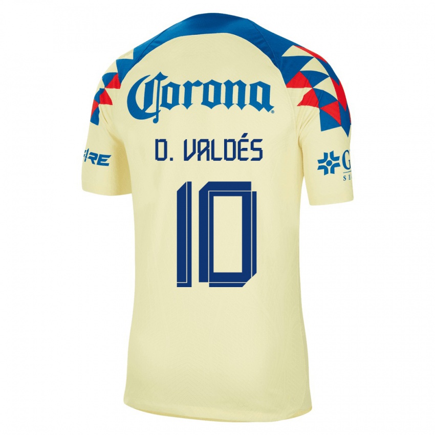Enfant Maillot Diego Valdés #10 Jaune Tenues Domicile 2023/24 T-Shirt Belgique