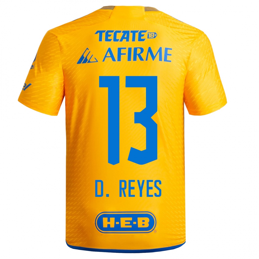 Enfant Maillot Diego Reyes #13 Jaune Tenues Domicile 2023/24 T-Shirt Belgique