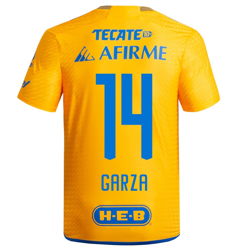 Kinder Jesús Garza #14 Gelb Heimtrikot Trikot 2023/24 T-Shirt Belgien