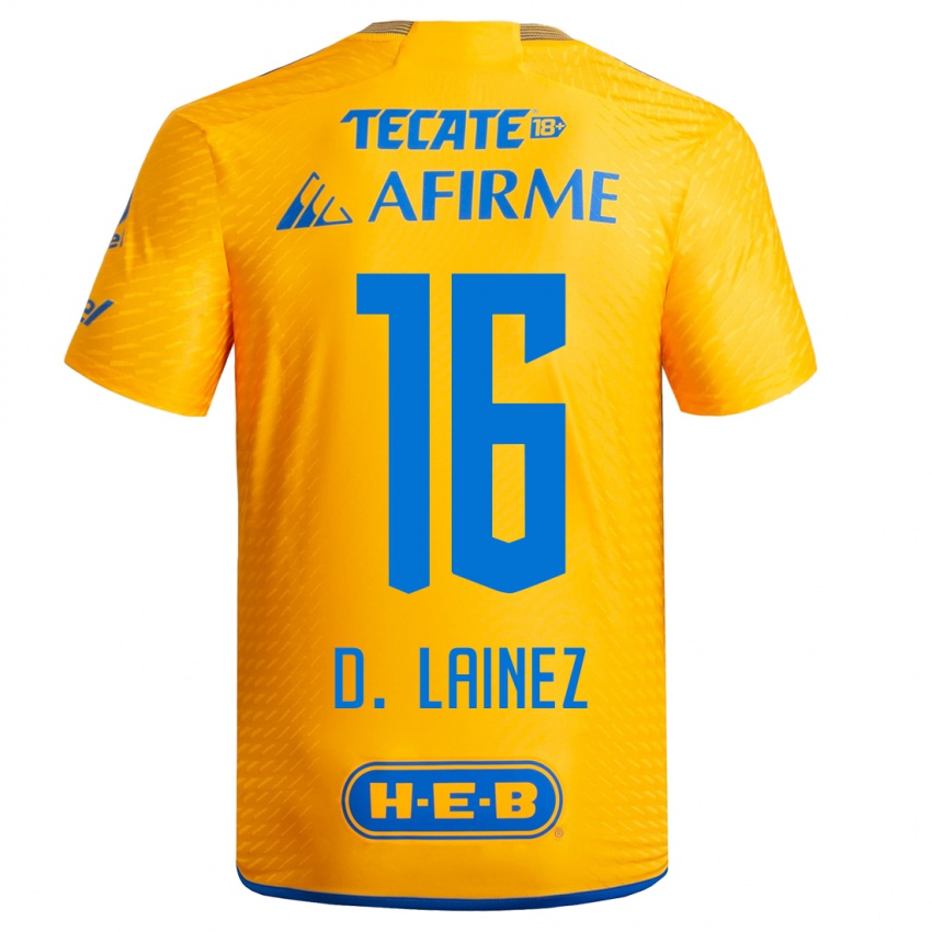 Kinder Diego Lainez #16 Gelb Heimtrikot Trikot 2023/24 T-Shirt Belgien