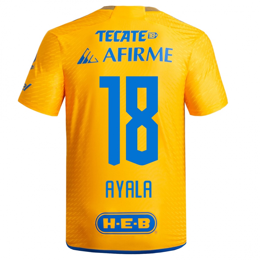 Kinder David Ayala #18 Gelb Heimtrikot Trikot 2023/24 T-Shirt Belgien