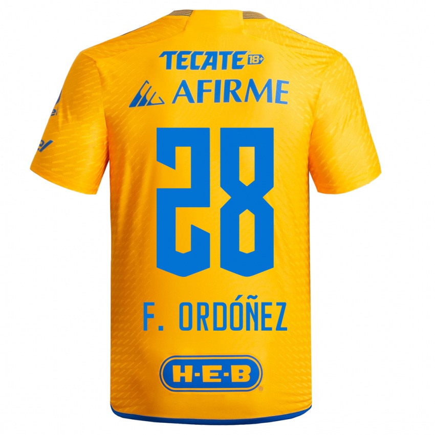 Kinder Fernando Ordóñez #28 Gelb Heimtrikot Trikot 2023/24 T-Shirt Belgien