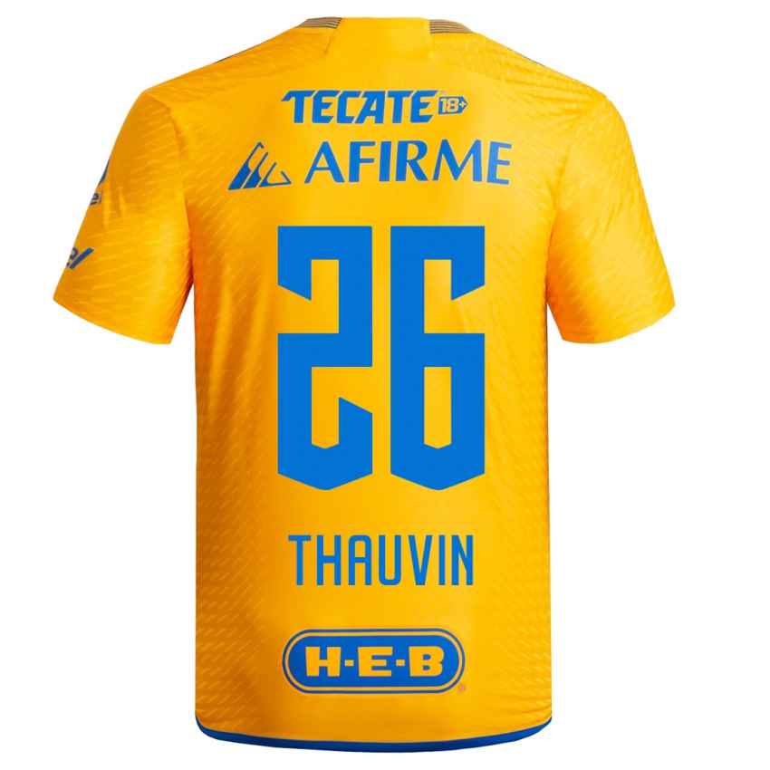 Enfant Maillot Florian Thauvin #26 Jaune Tenues Domicile 2023/24 T-Shirt Belgique