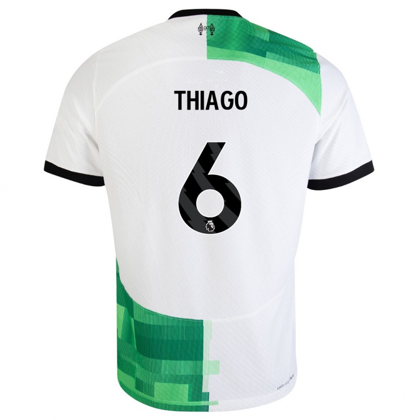 Kinder Thiago #6 Weiß Grün Auswärtstrikot Trikot 2023/24 T-Shirt Belgien