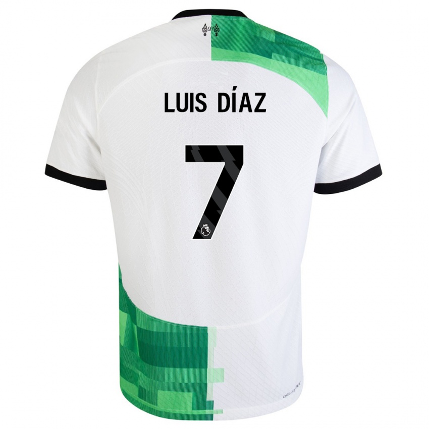 Kinder Luis Diaz #7 Weiß Grün Auswärtstrikot Trikot 2023/24 T-Shirt Belgien