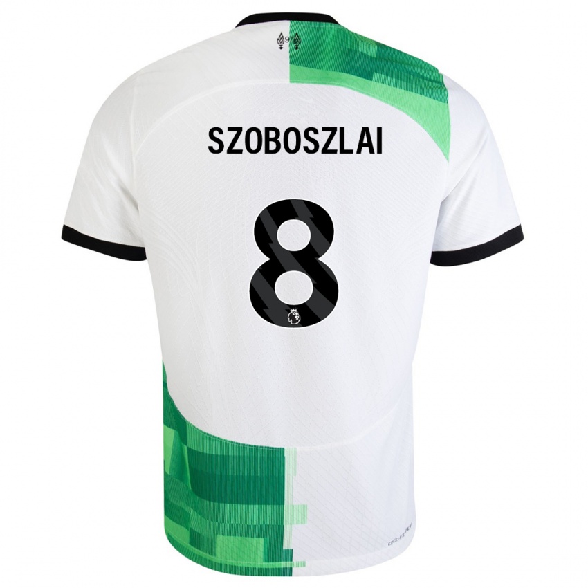 Enfant Maillot Dominik Szoboszlai #8 Blanc Vert Tenues Extérieur 2023/24 T-Shirt Belgique
