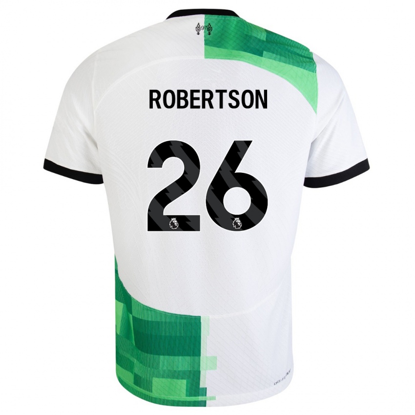 Kinder Andrew Robertson #26 Weiß Grün Auswärtstrikot Trikot 2023/24 T-Shirt Belgien